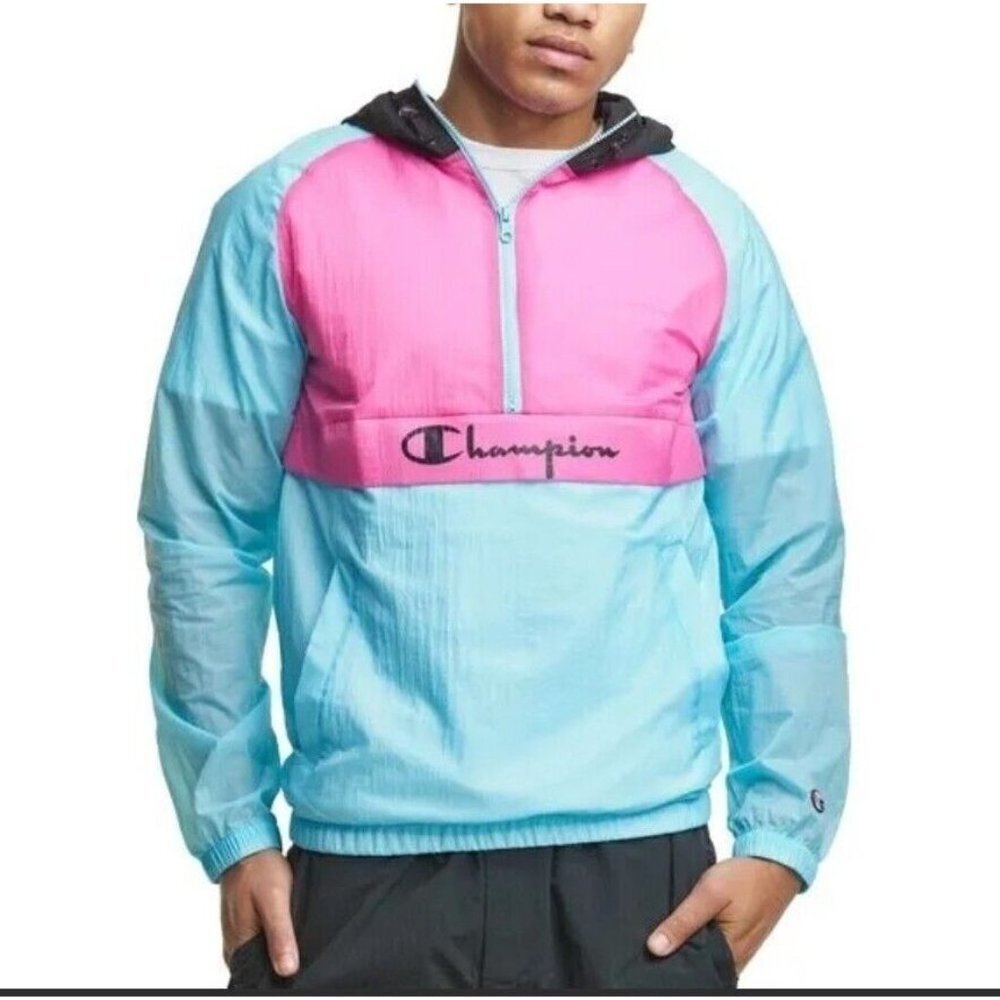 Champion Mens Packable Manorak Colorblock Windbreaker Jacket Size Small Pullover - Picture 2 of 16